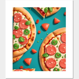 Seamless Pattern Pizza Posters and Art